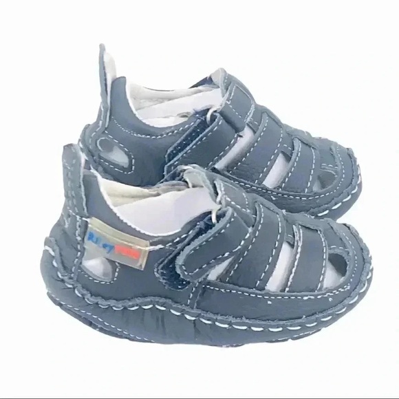 RILEYROOS SANDALS 3-6 MONTHS CHESSIE NAVY BABY WALKERS CLOSED TOE LEATHER SHOES - Picture 8 of 15